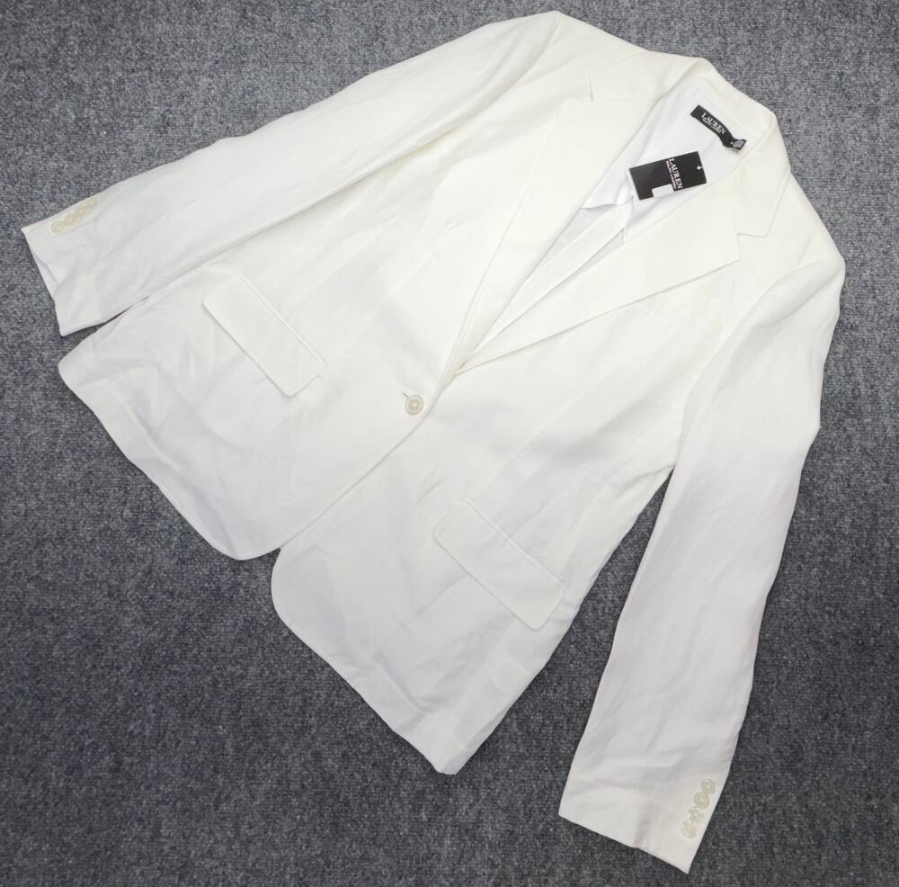 Lauren Ralph Lauren Womens 16 White Linen Blend Twill Blazer NWT $295